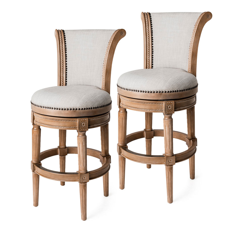 Maven Lane Pullman Swivel Bar Stool, Weathered Oak, Bar Height (Used) (2 Pack)