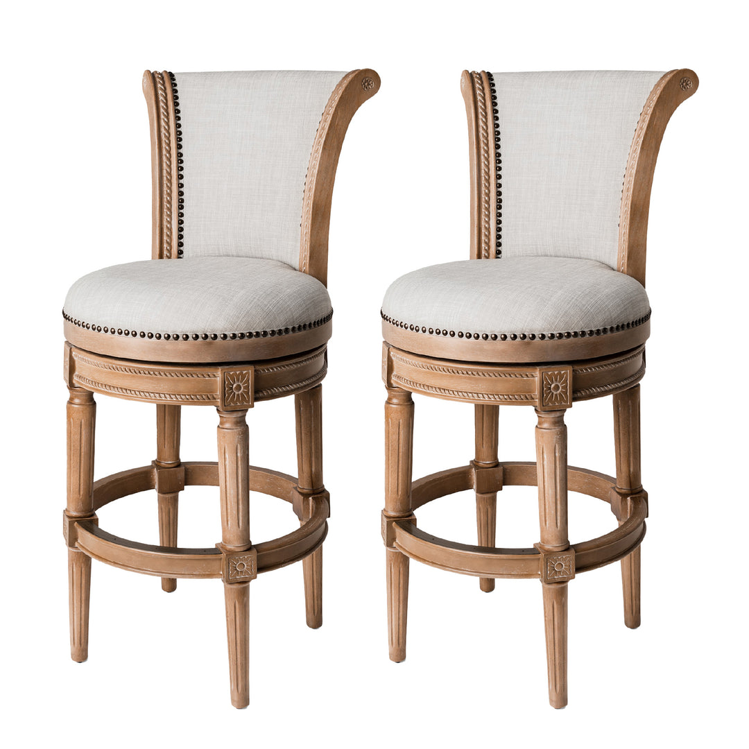 Maven Lane Pullman Swivel Stool, Weathered Oak, Bar Height (Open Box) (2 Pack)