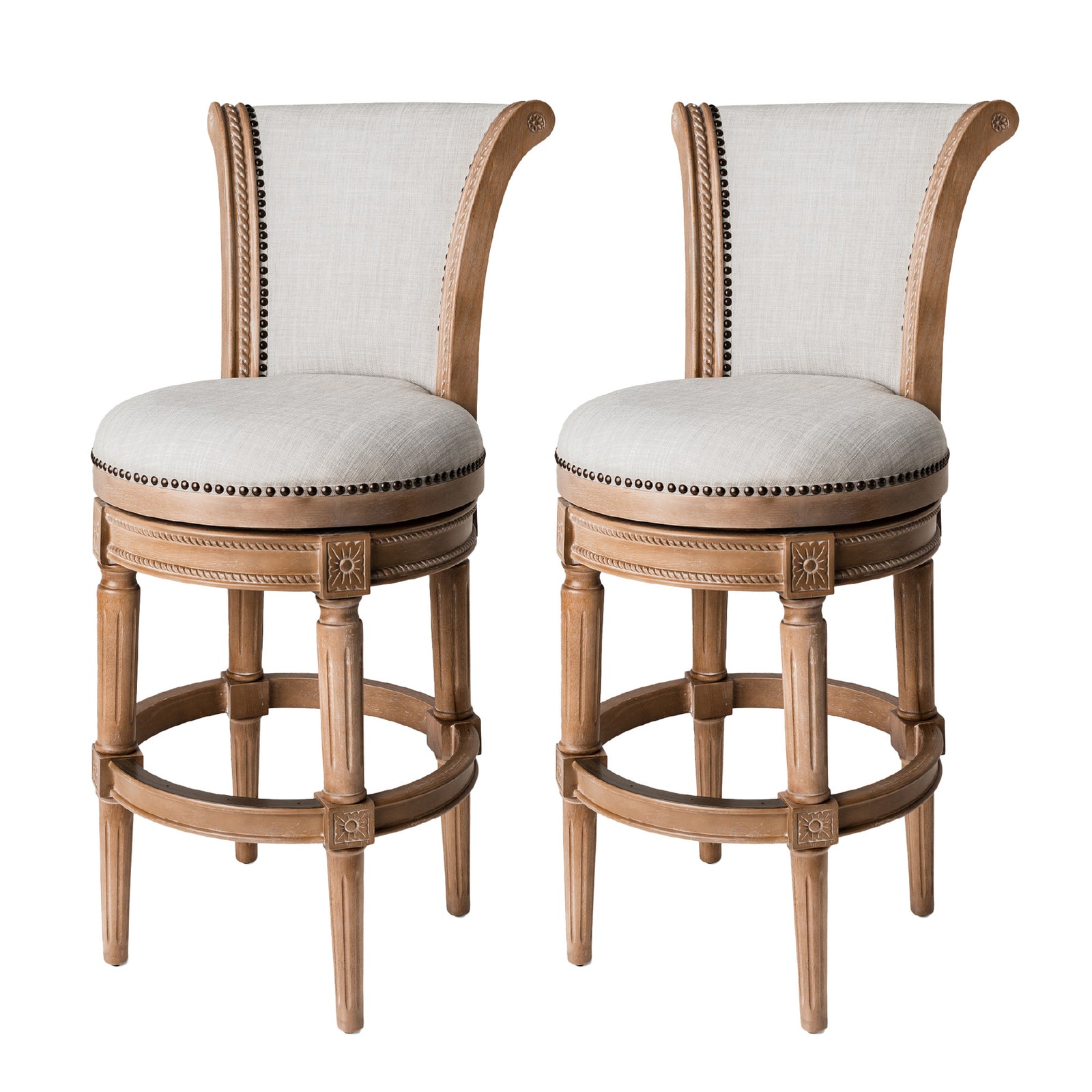 Maven Lane Pullman Swivel Stool, Weathered Oak, Bar Height (Open Box) (2 Pack) - VMInnovations