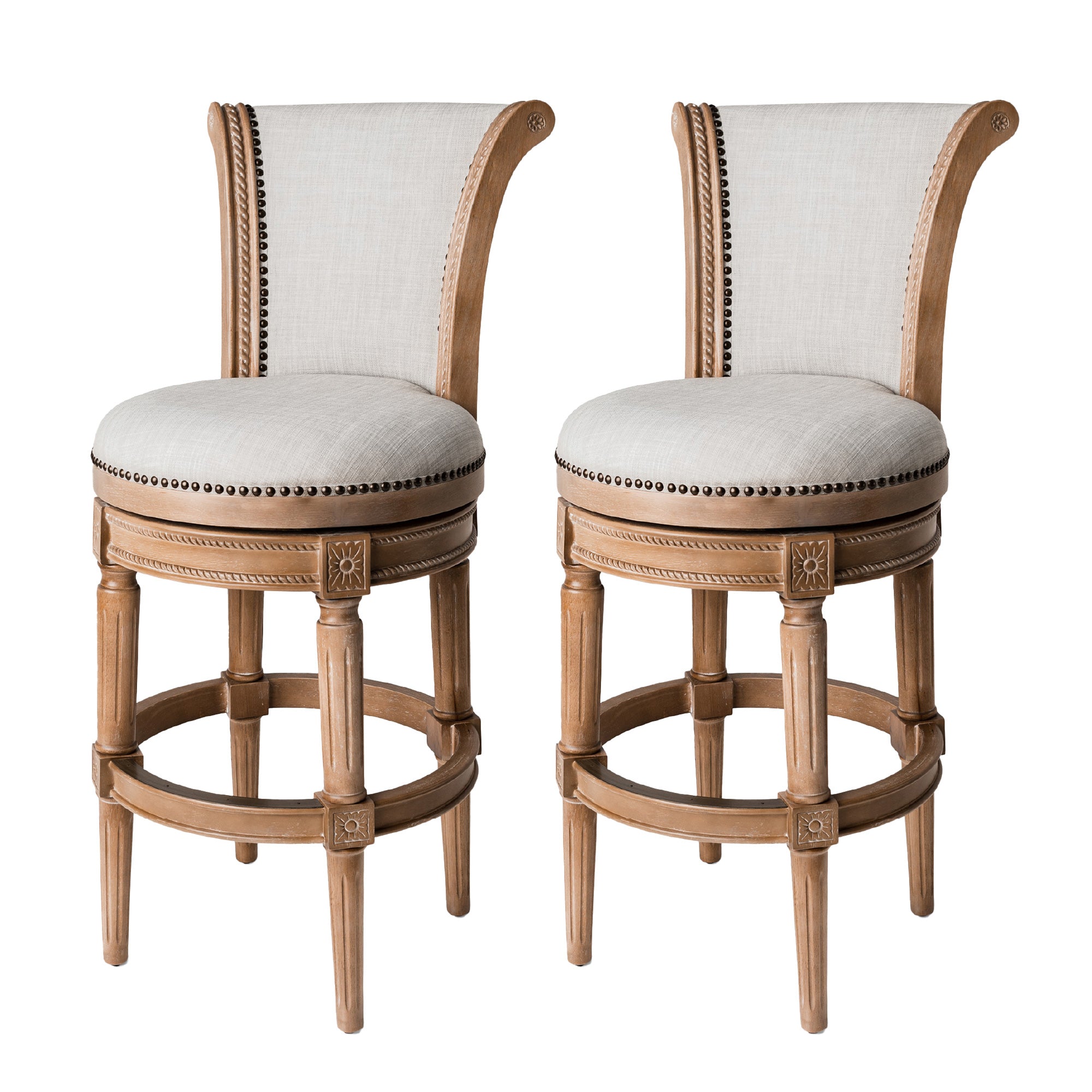 Maven Lane Pullman Swivel Bar Stool, Weathered Oak, Bar Height (Used) (2 Pack) - VMInnovations