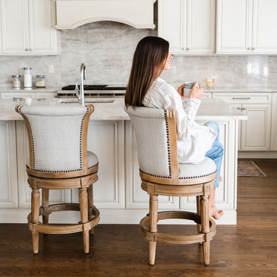 Maven Lane Pullman Swivel Bar Stool, Weathered Oak, Bar Height (Used) (2 Pack) - VMInnovations