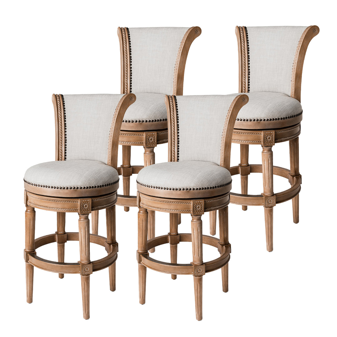 Maven Lane Pullman Swivel Stool, Weathered Oak, Bar Height (Open Box) (4 Pack) - VMInnovations