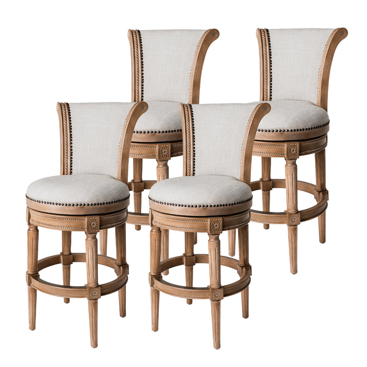 Maven Lane Pullman Swivel Stool, Weathered Oak, Bar Height (Open Box) (4 Pack) - VMInnovations