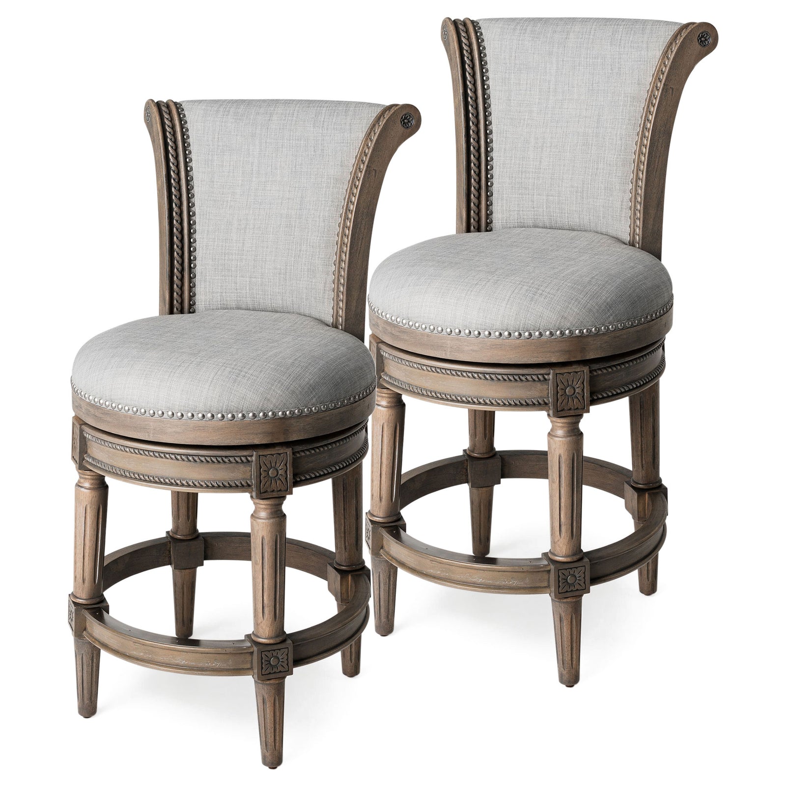Maven Lane Pullman Swivel Stool Reclaimed Oak,Counter Height, Open Box (2 Pack) - VMInnovations