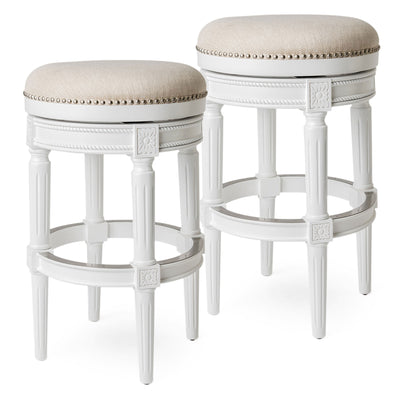 Maven Lane Pullman Swivel Stool, Alabaster White, Bar Height (Open Box) (2 Pack) - VMInnovations