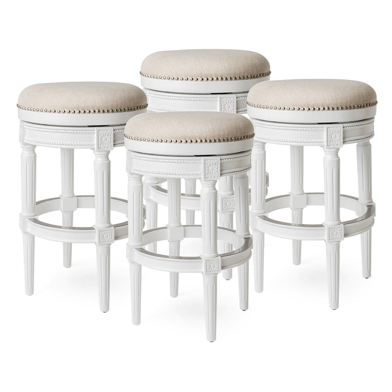 Maven Lane Pullman Backless Swivel Bar Stool, Alabaster White (Used) (4 Pack)