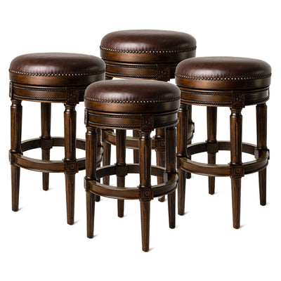 Maven Lane Pullman Backless Swivel Bar Stool, Dark Walnut (Open Box) (4 Pack) - VMInnovations
