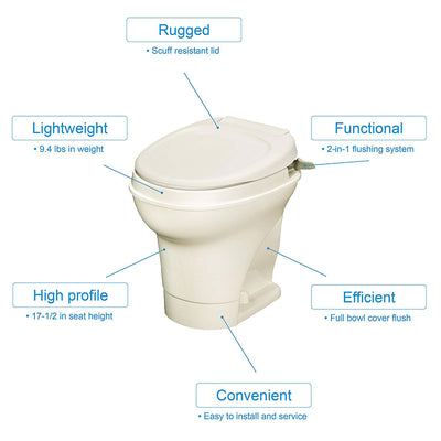Thetford 31668 Aqua Magic V Hand Flush RV Travel High Profile Toilet (Open Box)