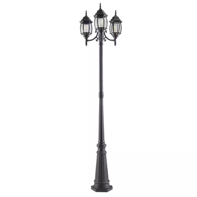 Noma Triple-Head Weather Resistant Lamp Post Lantern w/Glass, Black (Open Box) - VMInnovations