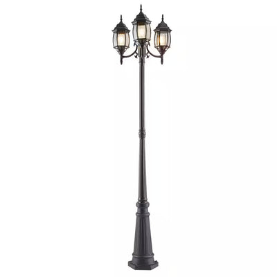 Noma Triple-Head Weather Resistant Lamp Post Lantern w/Glass, Black (Open Box) - VMInnovations