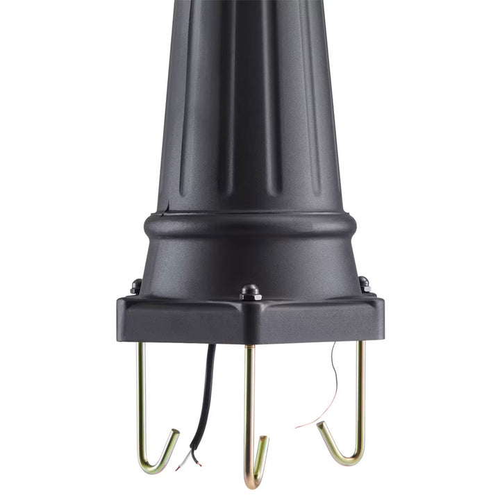 Noma Triple-Head Outdoor Weather Resistant Lamp Post w/Real Glass, Black (Used) - VMInnovations