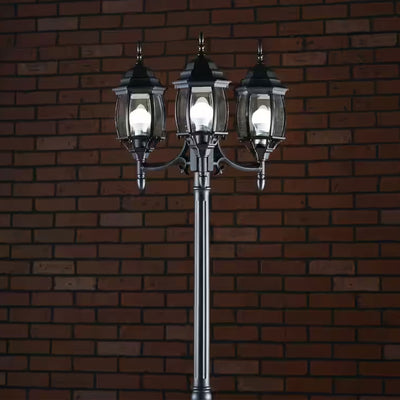 Noma Triple-Head Weather Resistant Lamp Post Lantern w/Glass, Black (Open Box) - VMInnovations