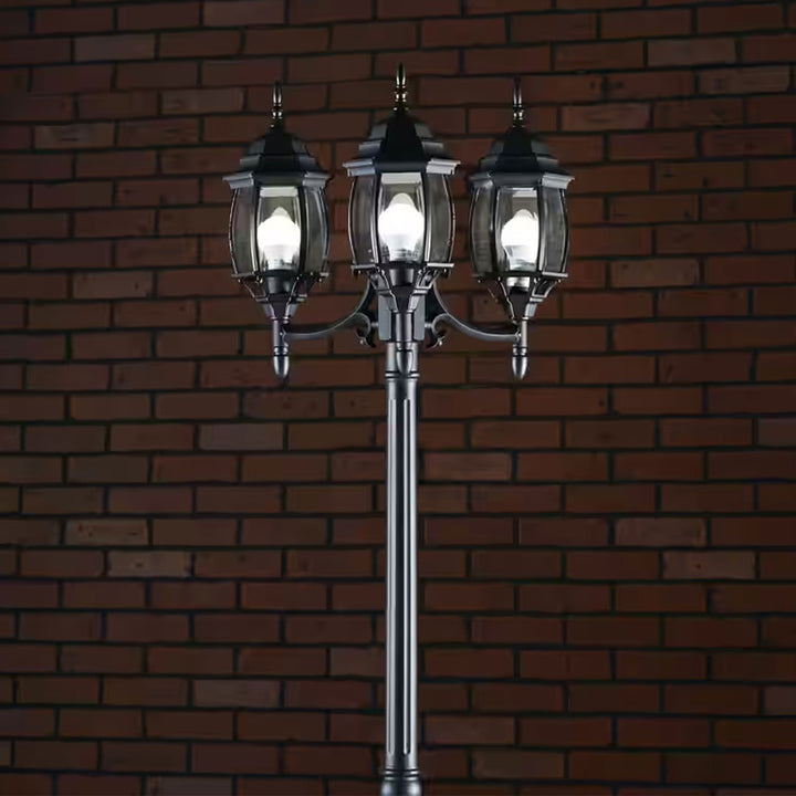 Noma Triple-Head Weather Resistant Lamp Post Lantern w/Glass, Black (Open Box)