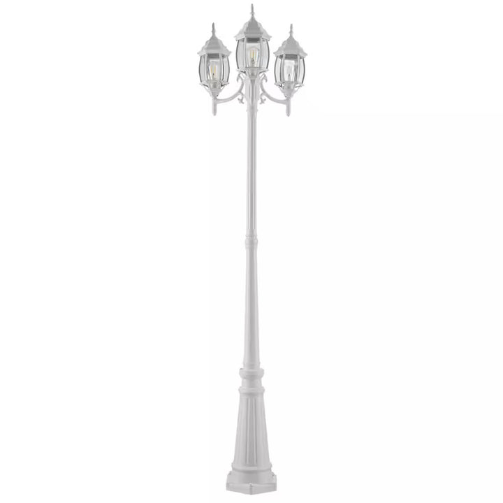 Noma Triple-Head Weather Resistant Lamp Post Lantern Glass, White (For Parts) - VMInnovations