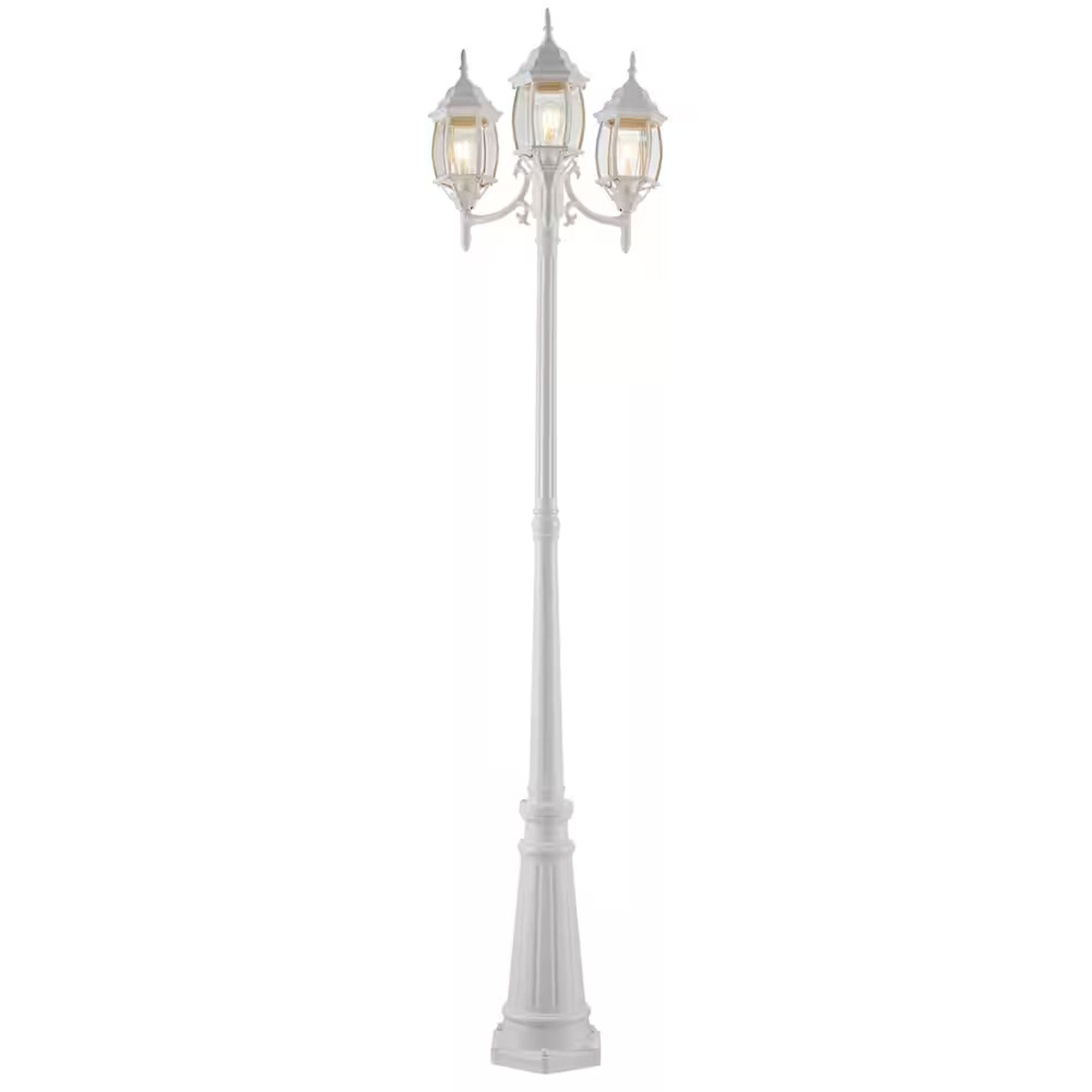 Noma Triple-Head Weather Resistant Lamp Post Lantern Glass, White (For Parts) - VMInnovations