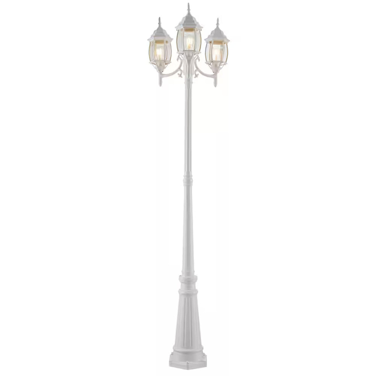 Noma Triple-Head Weather Resistant Lamp Post w/Real Glass, White (Open Box)