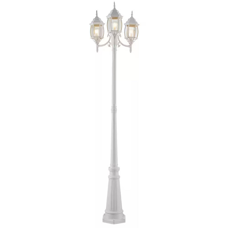 Noma Triple-Head Weather Resistant Lamp Post Lantern Glass, White (For Parts)