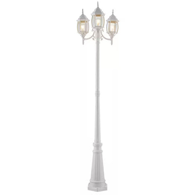 NOMA 7' Outdoor Lamp Post Triple Head All Weather Classic Decor Light, White - VMInnovations