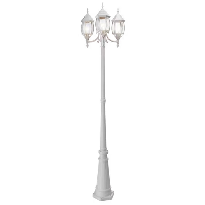 Noma Triple-Head Weather Resistant Lamp Post w/Real Glass, White (Open Box)