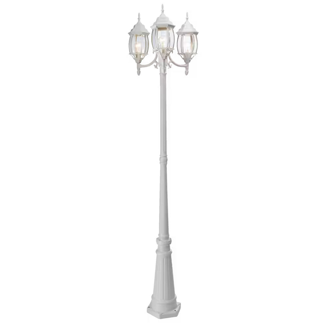 Noma Triple-Head Weather Resistant Lamp Post w/Real Glass, White (Open Box)