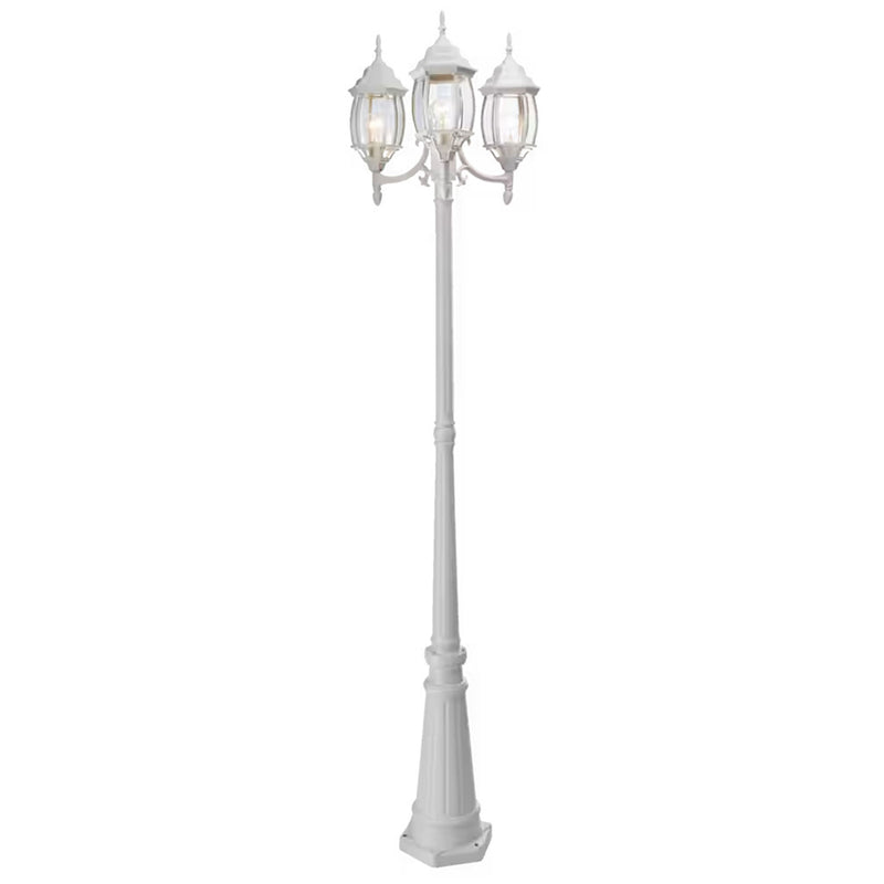 Noma Triple-Head Weather Resistant Lamp Post w/Real Glass, White (Open Box)