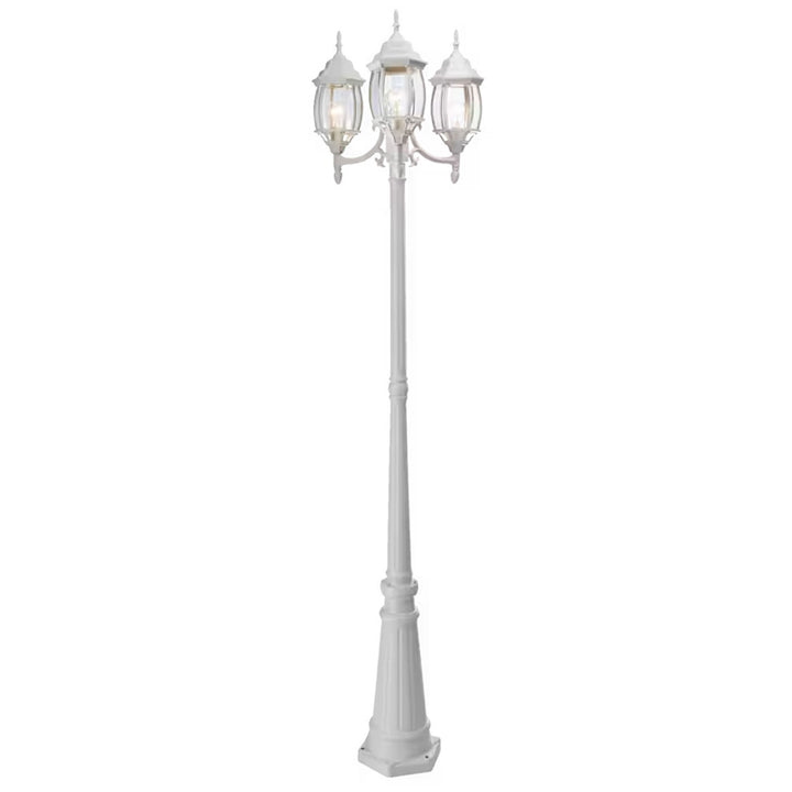 Noma Triple-Head Weather Resistant Lamp Post Lantern Glass, White (For Parts) - VMInnovations