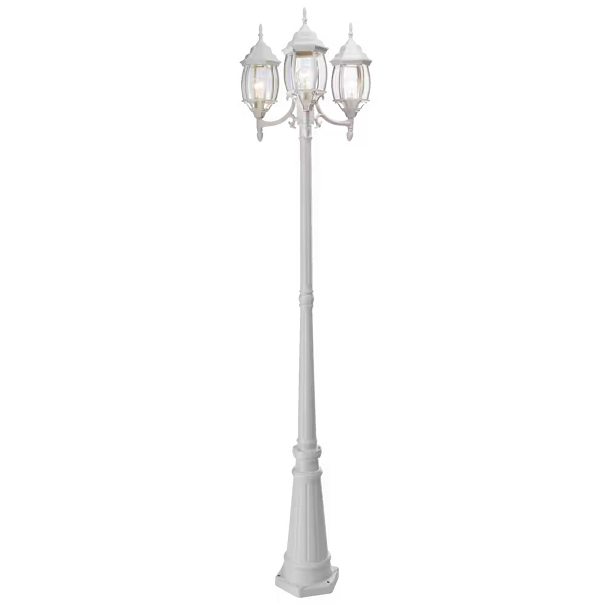 Noma Triple-Head Weather Resistant Lamp Post Lantern w/Real Glass, White (Used) - VMInnovations
