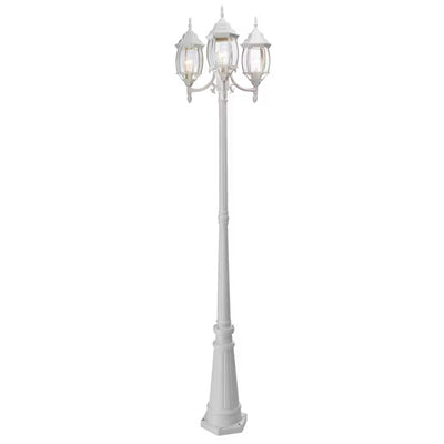 Noma Triple-Head Weather Resistant Lamp Post Lantern w/Real Glass, White (Used) - VMInnovations