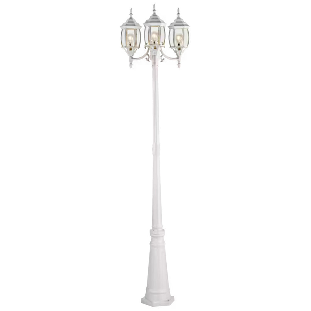 NOMA 7' Outdoor Lamp Post Triple Head All Weather Classic Decor Light, White