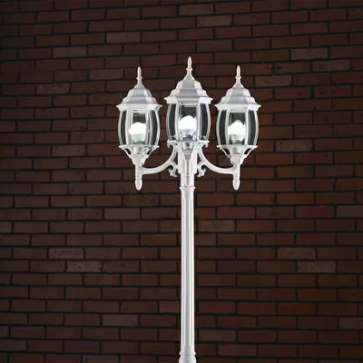 NOMA Nobela Triple Head Lamp Post 7' Tall All Weather Classic Decor Light, White