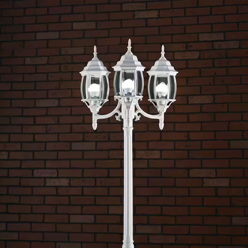 Noma Triple-Head Weather Resistant Lamp Post w/Real Glass, White (Open Box)