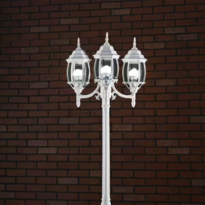 Noma Triple-Head Weather Resistant Lamp Post Lantern w/Real Glass, White (Used) - VMInnovations