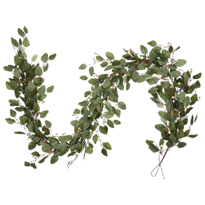 NOMA 9' Pre-Lit Flocked Eucalyptus Garland with 35 Warm White Lights (For Parts) - VMInnovations