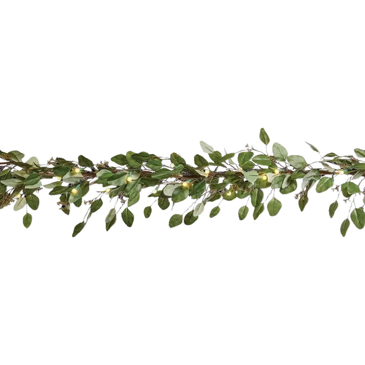NOMA 9' Pre-Lit Flocked Eucalyptus Garland with 35 Warm White Lights (For Parts) - VMInnovations