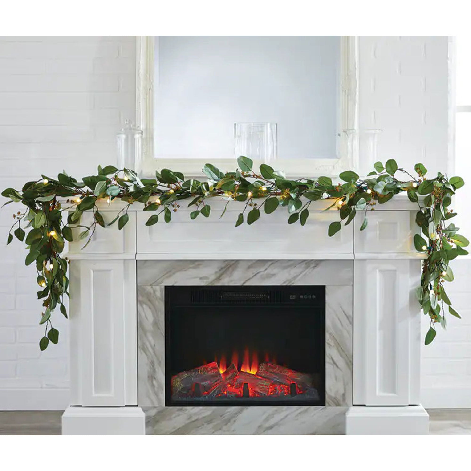 Noma Pre-Lit 9' Eucalyptus Christmas Garland w/Battery LED Lights (Open Box) - VMInnovations