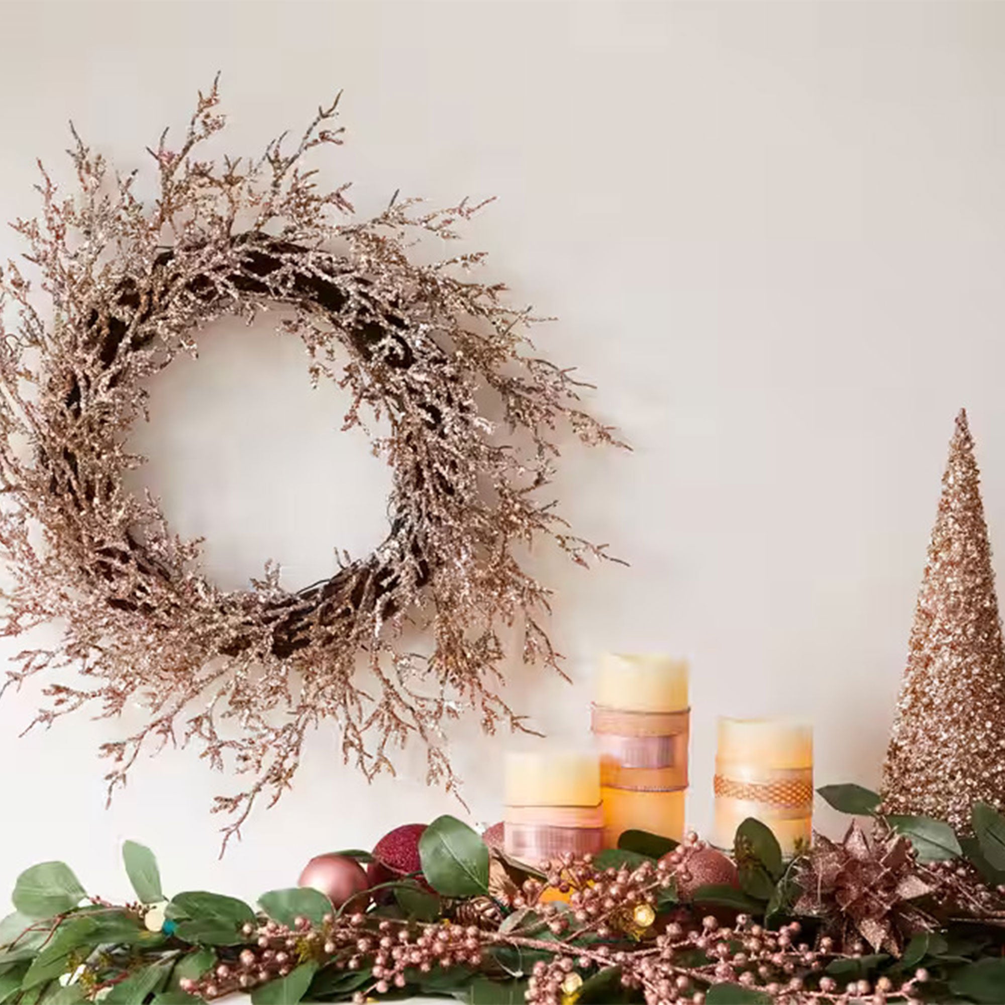 NOMA 9' Pre-Lit Flocked Eucalyptus Garland with 35 Warm White Lights (For Parts) - VMInnovations