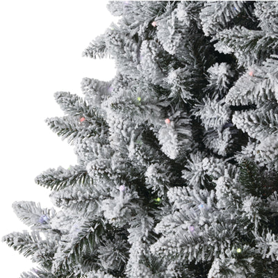 NOMA Cypress 7 ft White Multi-Color LED Pre-Lit Flocked Artificial Christmas Tree