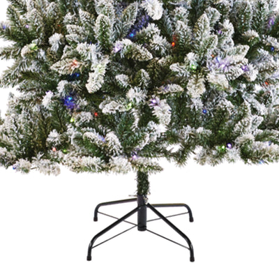 NOMA Cypress 7' Multi-Color LED Pre-Lit Flocked Artificial Christmas Tree, Green