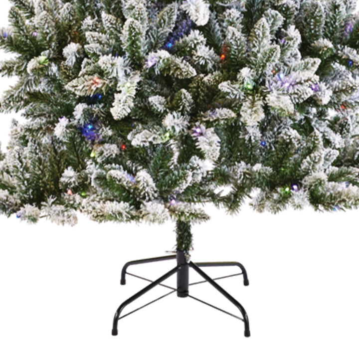 NOMA Cypress 7 ft White Multi-Color LED Pre-Lit Flocked Artificial Christmas Tree - VMInnovations