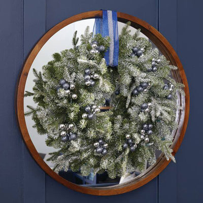 NOMA 24" Pre-Lit Flocked Frosted Fir Christmas Wreath with 25 Warm White Lights