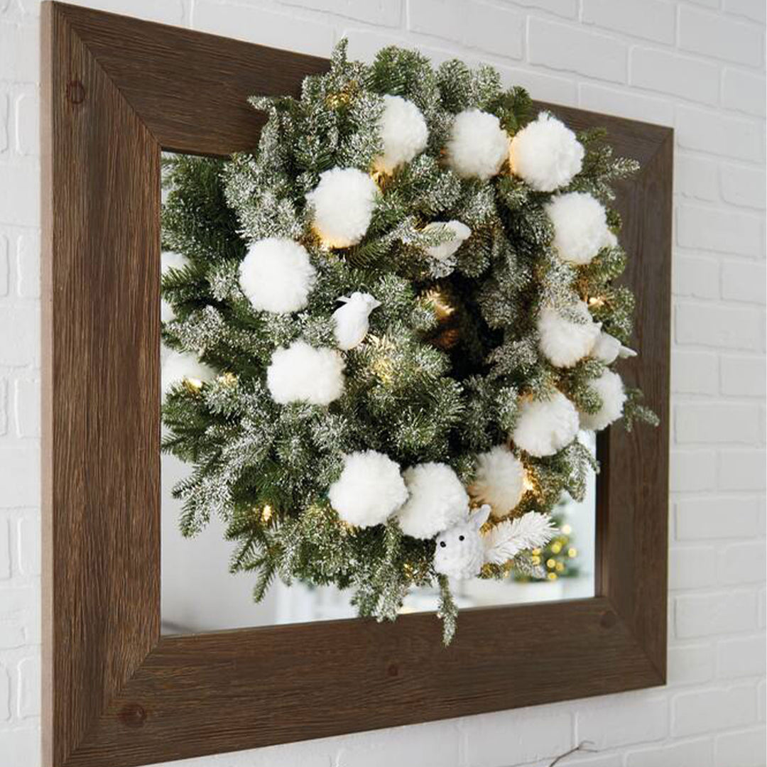 Noma 24" Frosted Artificial Battery Operated Pre Lit Holiday Wreath (Open Box)