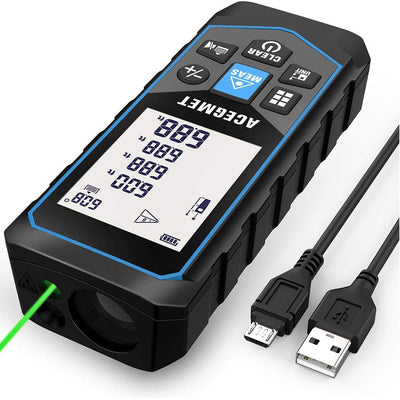 ACEGMET 196 Ft Green Laser Digital Distance Tape Measure Meter Tool (Used)