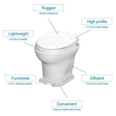 Thetford Aqua Magic V Pedal Flush RV Travel High Profile Toile, White (Open Box)