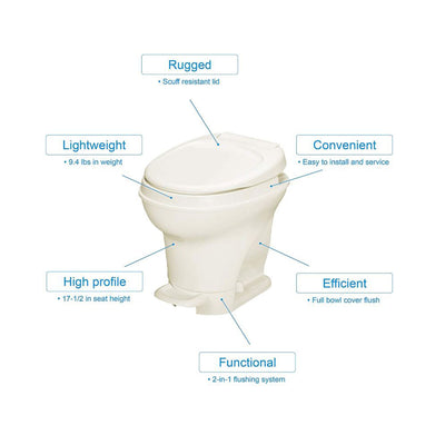 Thetford Aqua Magic V Pedal Flush RV Travel High Profile Toilet, Parchment(Used)