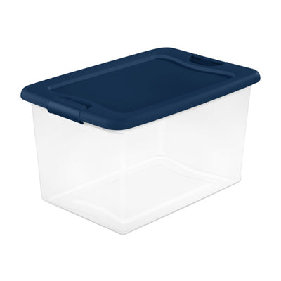 Sterilite 64 Quart Latching Plastic Storage Container Tote, Marine Blue, 18 Pack - VMInnovations
