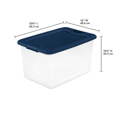 Sterilite 64 Quart Latching Plastic Storage Container Tote, Marine Blue, 24 Pack - VMInnovations