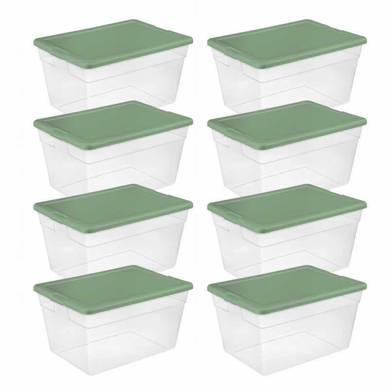 Sterilite 56 Quart Plastic Stackable Storage Container Tote, Crisp Green, 8 Pack