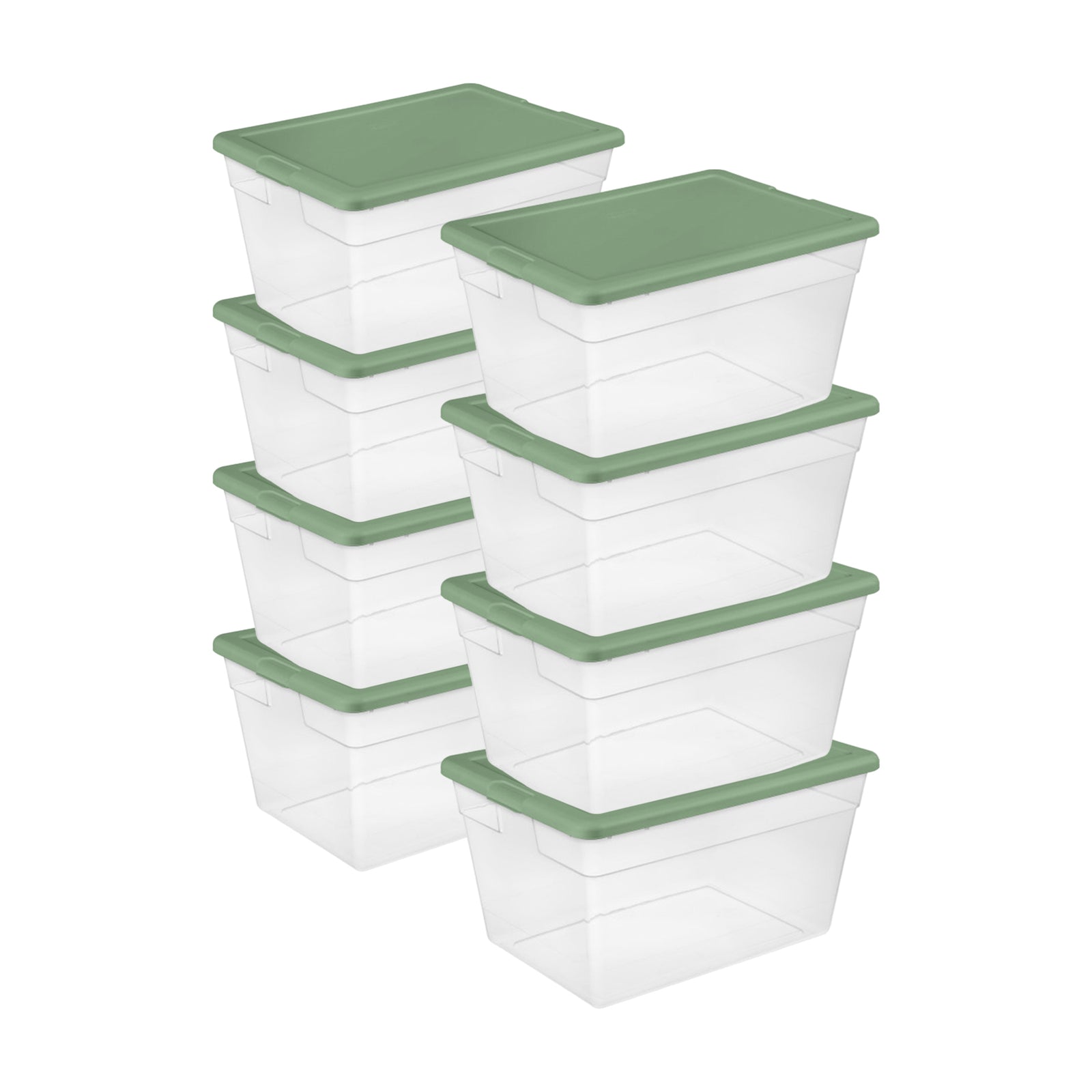 Sterilite 56 Quart Plastic Stackable Storage Container Tote, Crisp Green, 8 Pack - VMInnovations