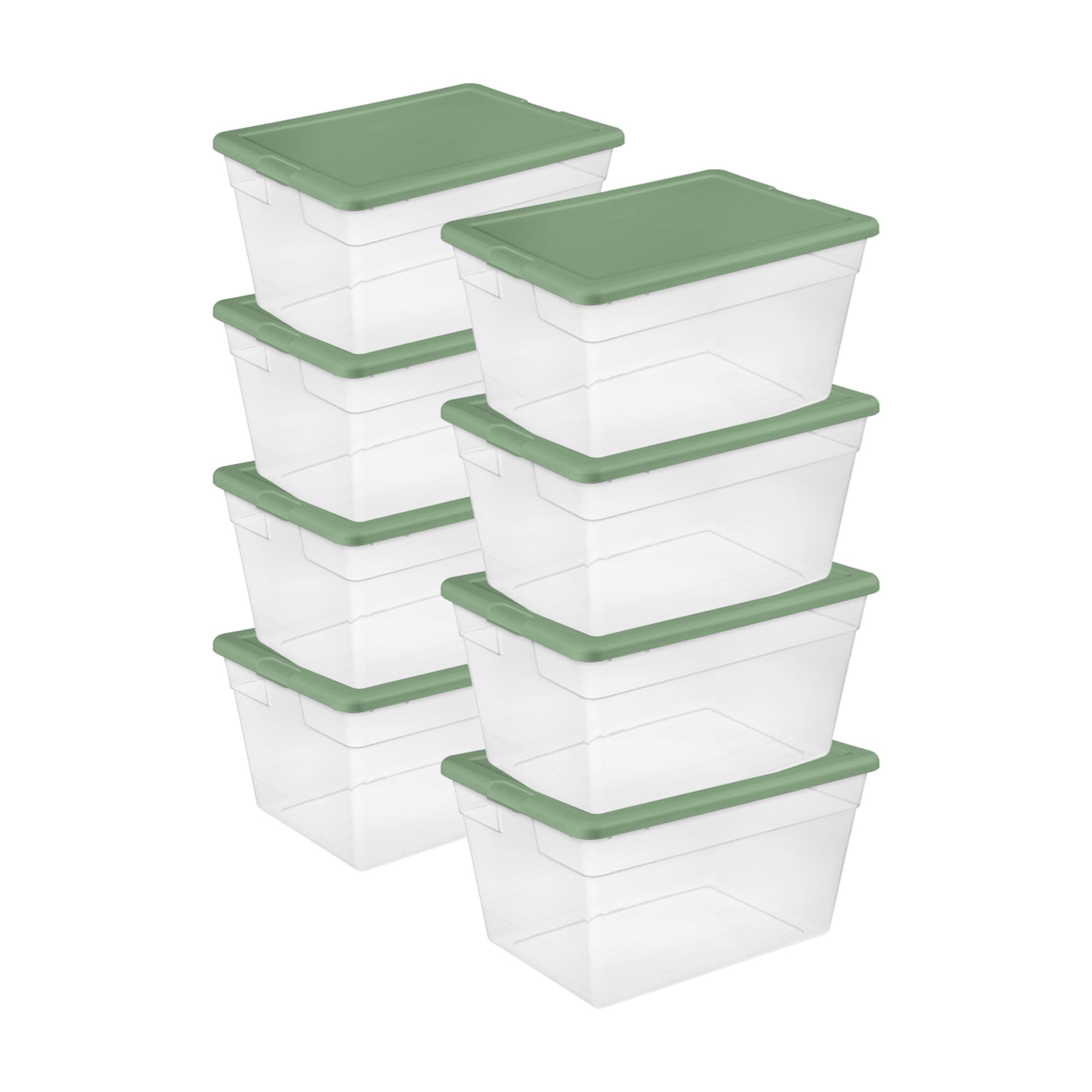 Sterilite 56 Quart Plastic Stackable Storage Container Tote, Crisp Green, 8 Pack - VMInnovations