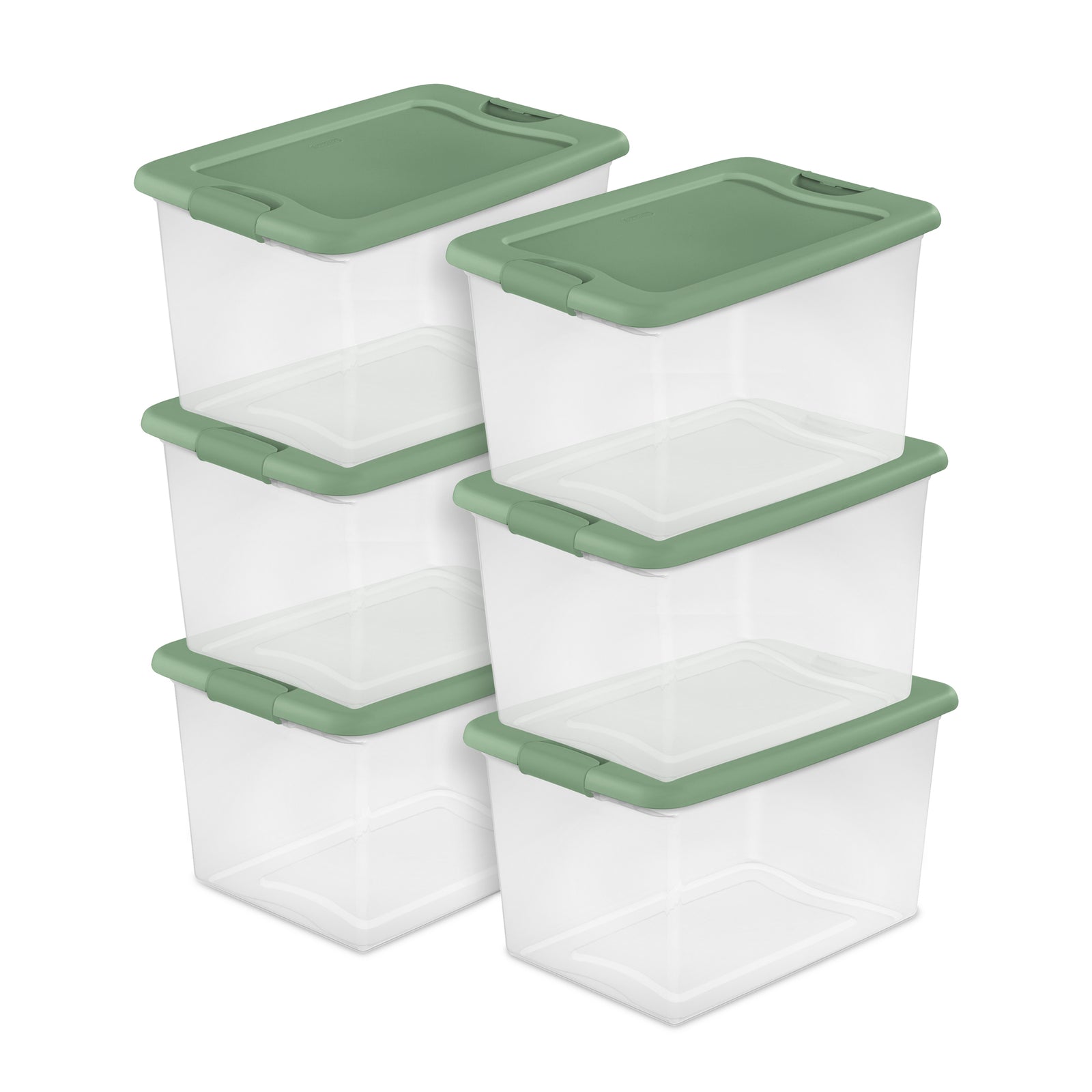 Sterilite 64 Quart Latching Plastic Storage Container Tote, Crisp Green (6 Pack) - VMInnovations